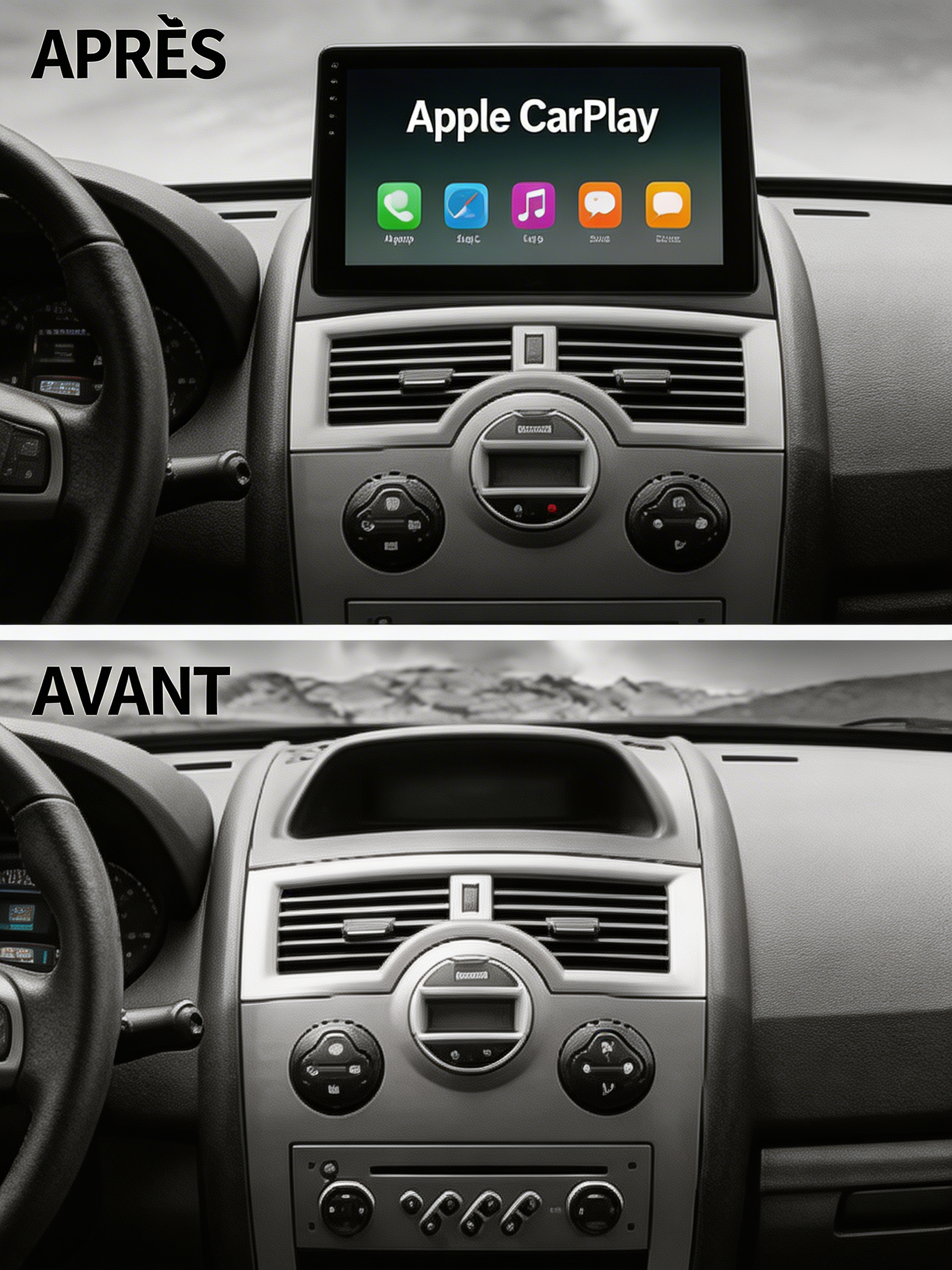 Ecran Apple CarPlay Android Auto Renault Megane 2 (2002-2009)