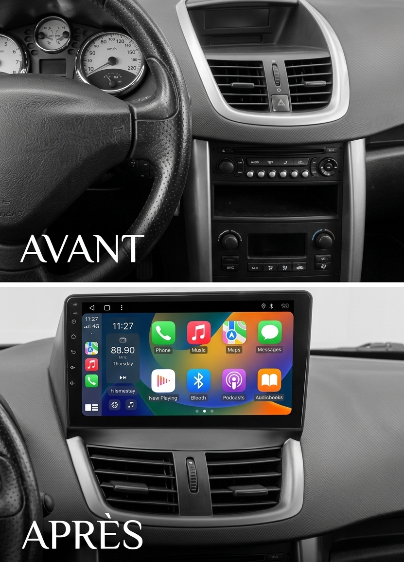 Ecran Apple CarPlay Android Auto Peugeot 207 (2006-2015)