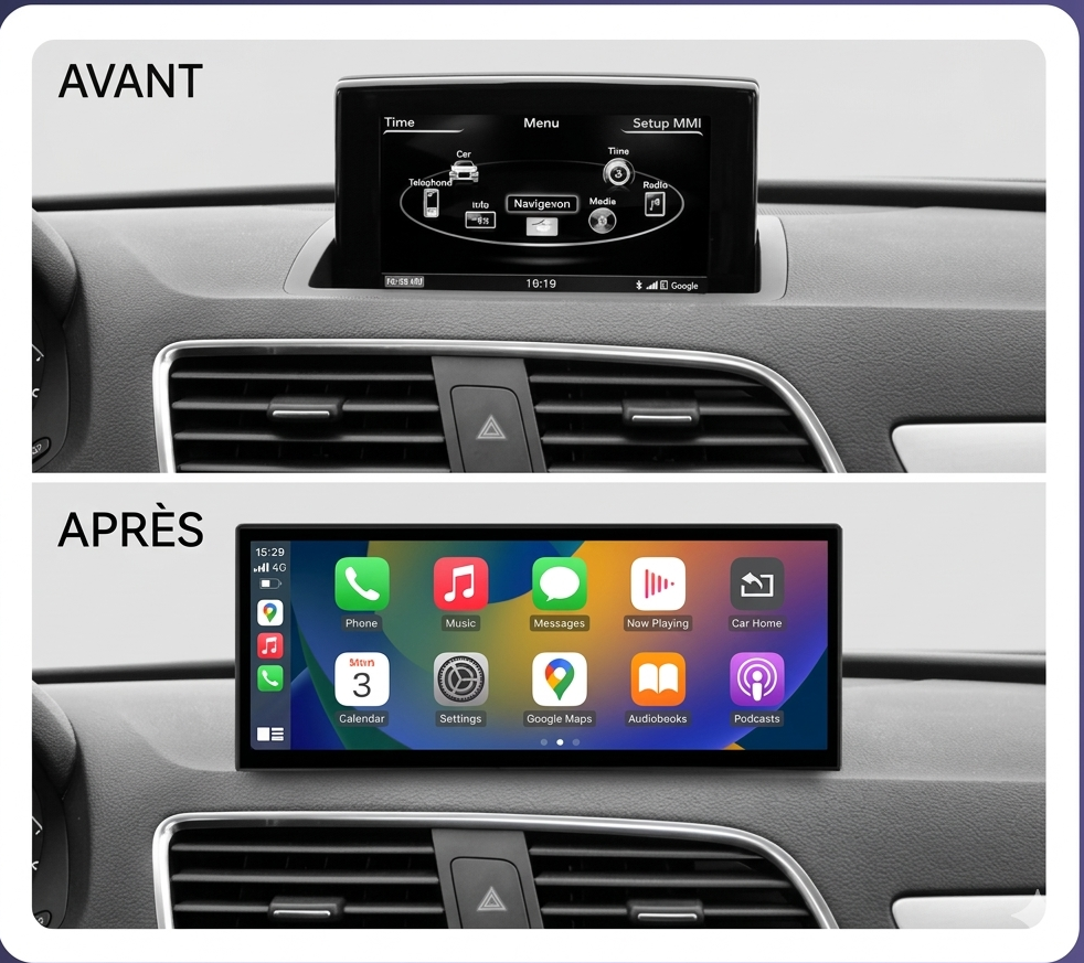 Ecran Apple CarPlay Android Auto Audi Q3 (2013-2018)
